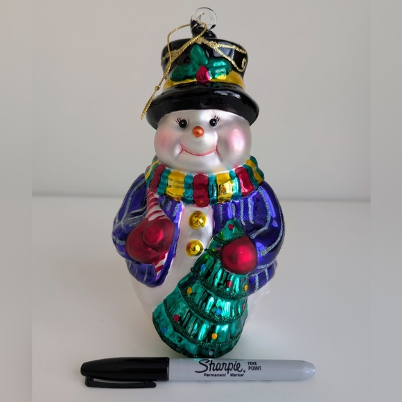 Vintage Extra Large 9" Glass Snowman Ornament European Christmas XL - Picture 6 of 16
